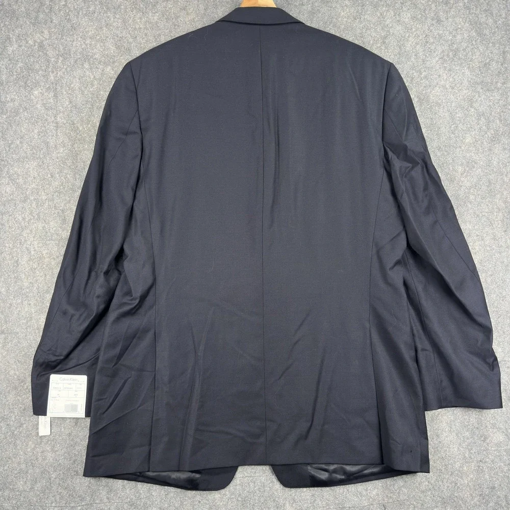 Calvin Klein Blazer Mens 44L Navy Blue Wool 2 Button Slim Fit Jacket